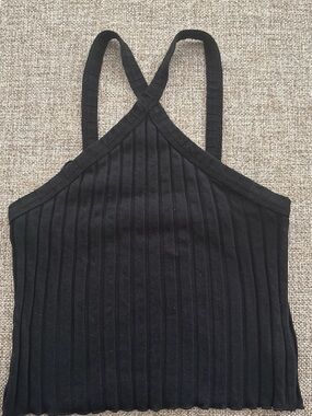 Zara Black Ribbed Crop Top